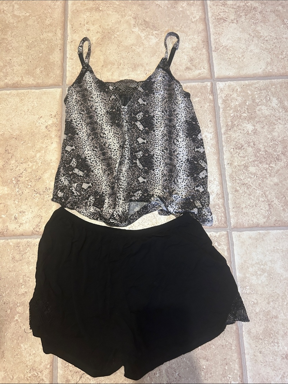 Cynthia Rowley Printed Cami and Black Shorts Sleep Set